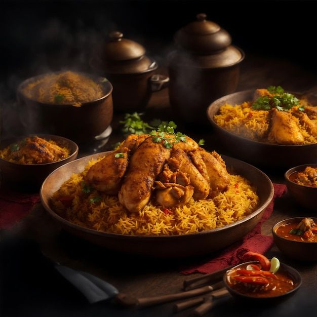 Premium Photo _ Delicious chicken biriyani Generative Ai